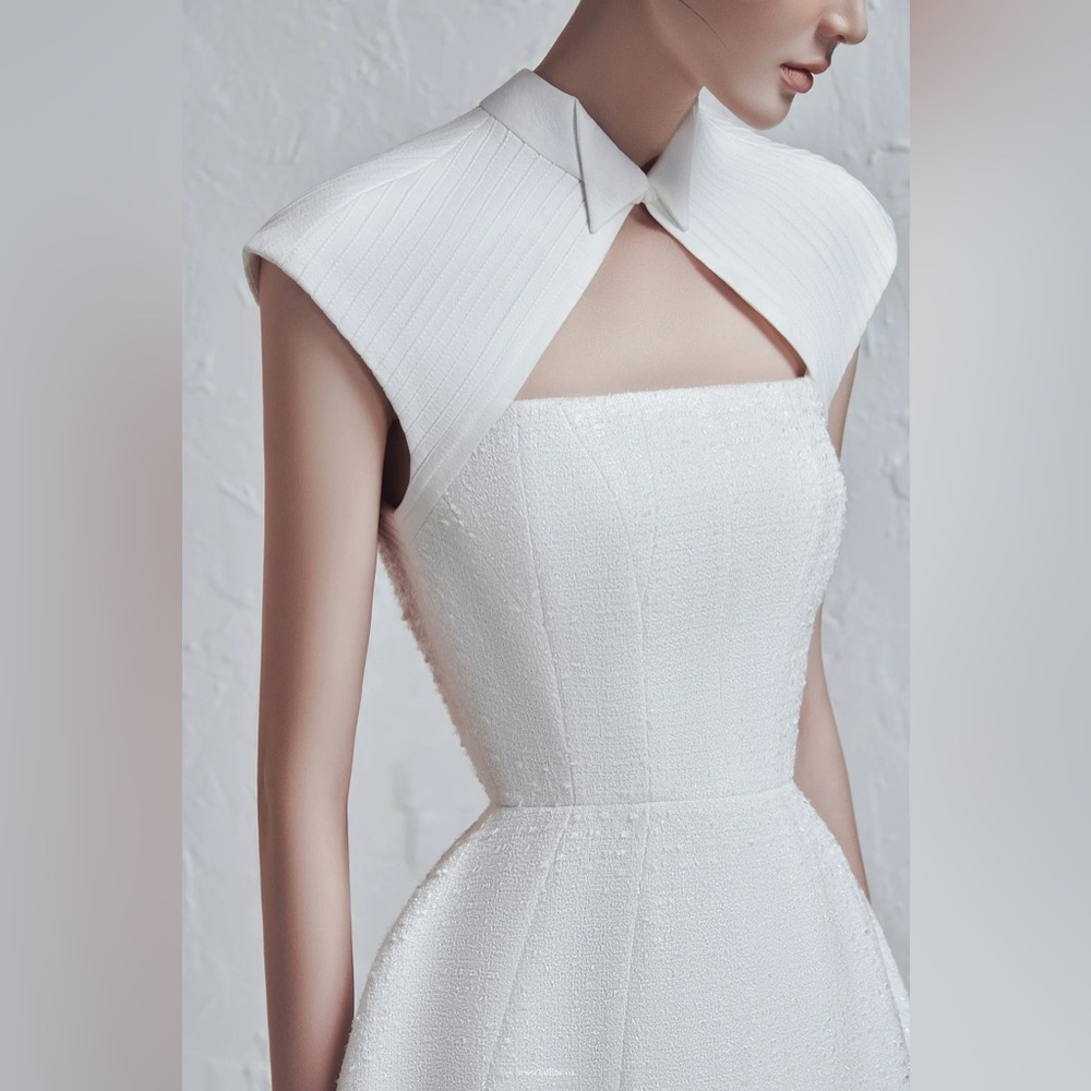 Raffine Cream Asymmetrical A-Line Dress
